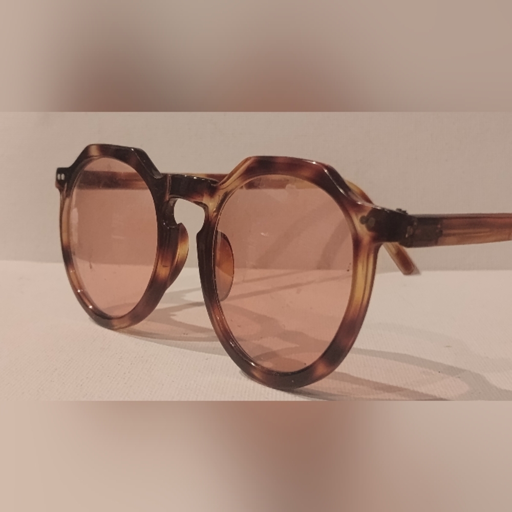 Rare Faux Tortoise Eyeglasses w Rose Tinted Lenses Keyhole bridge